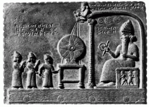 Det Assyriske symbolet for solkogen Nimrod, også brukt av tilbedarane av Baal.