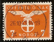 This stamp in Norway use the Nazi version of the sun cross. 